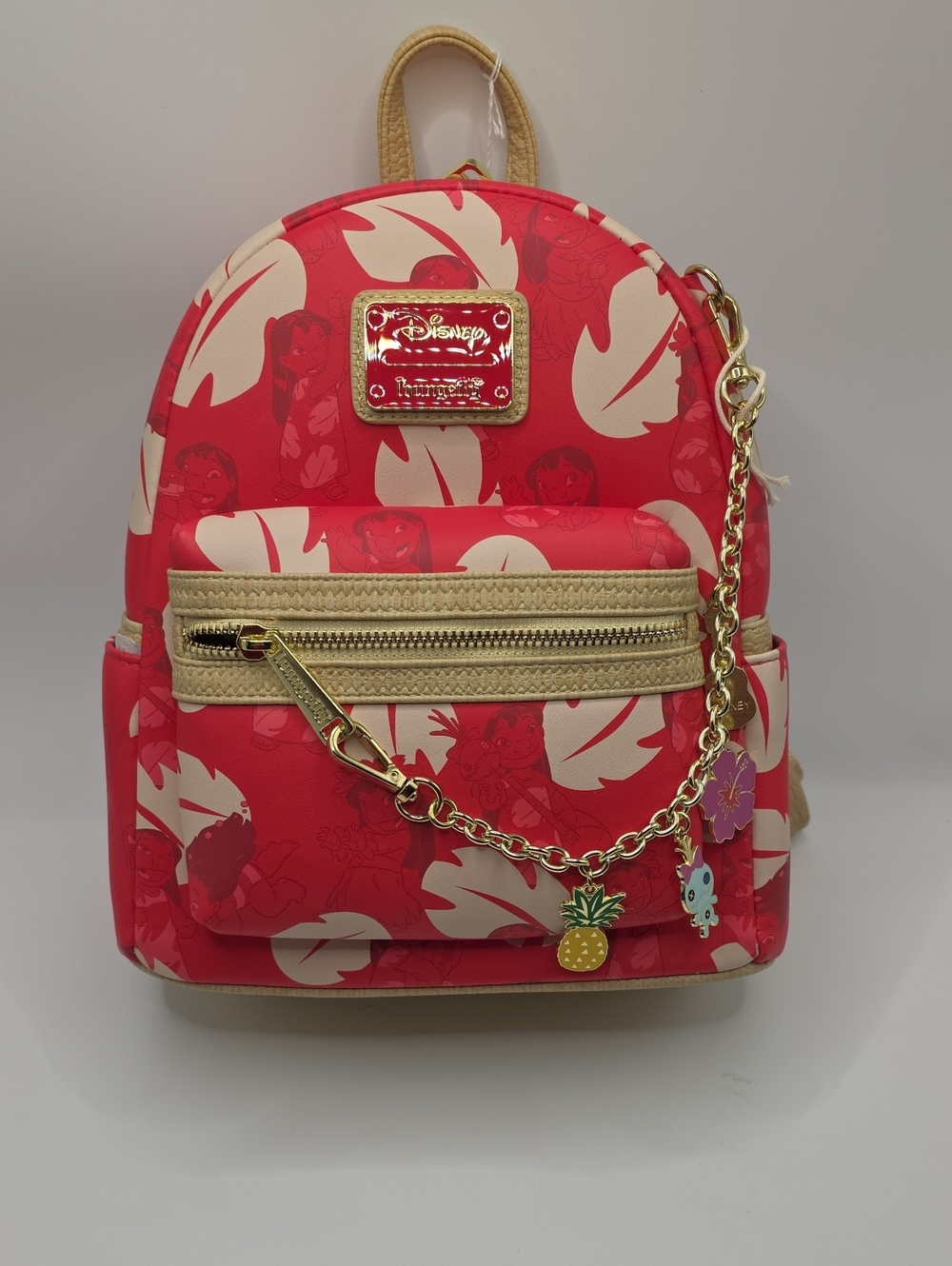 Loungefly Red & Cream Lilo & Stitch Mini Backpack with Pineapple Charm